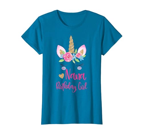 Unicorn Birthday Girl Family Shirts Unicorn Nana of The Birthday Girl Shirt Matching Party Tee T-Shirt - size chart