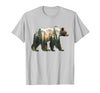 Bear Designs. Bear Forest Mountains Trees Nature Sunset Outdoor Graphic T-Shirt - size chart