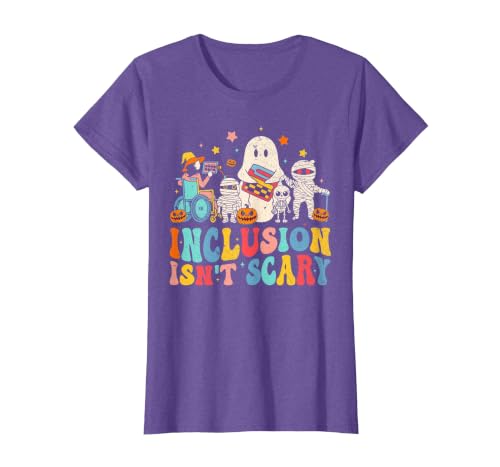 Inclusion Matters Tees Halloween Sped Teacher Kids Inclusion Isn't Scary Ghost Mummy Halloween SLP Sped Teacher T-Shirt -