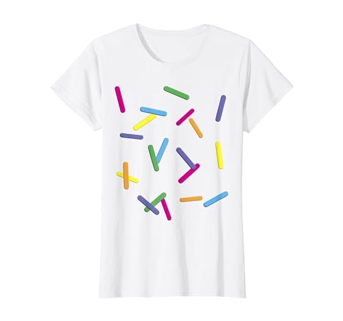 SKM Designs - Easy Halloween Rainbow Sprinkles Ice Cream Simple T-Shirt Costume T-Shirt - size chart