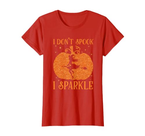 PDUS32 I Don't Spook I Sparkle Funny Halloween I Don't Spook I Sparkle Funny Halloween Girl Witch Pumpkin T-Shirt - size