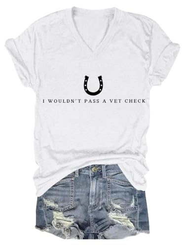 Czbic I Wouldn't Pass A Vet Check Shirt, Horseshoe Graphic Tee, Funny Casual Horse Lover Casual Top for Men Women - size chart