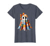 Patchwork Quilt Ghost Halloween Quilter Autumn Tee Patchwork Ghost Quilt Halloween Quilter Fall Autumn Bow Cute T-Shirt -