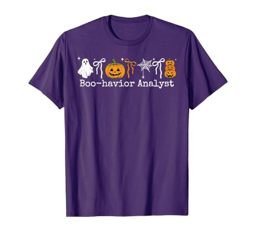 Behavior Analyst Halloween ABA Ghost Boo-havior Boo-Havior Analyst Pumpkin Ghost ABA Therapist Halloween T-Shirt - size chart