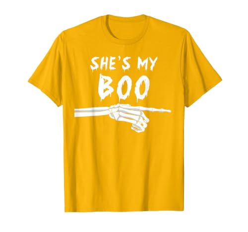 Miftees Matching Halloween Tees She's My Boo Matching Halloween Costume She's My Boo T-Shirt - size chart