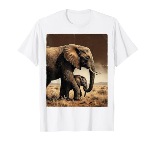 Mademark Mama and Baby Elephant Walk Together T-Shirt - Men - size chart