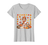 Shetland Sheepdog Sheltie Shop Sheltie Shetland Sheepdog Pumpkins Fall Leaves Halloween T-Shirt - size chart