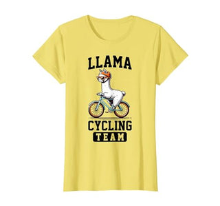 Bicycle Riding Animals Co. Llama Cycling Team Riding Bicycle T-Shirt - size chart