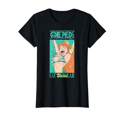 One Piece Anime Cat Burglar Nami Teal Logo T-Shirt