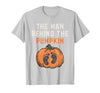Halloween Pregnancy Announcement for Future Dad The Man Behind The Pumpkin Dad Halloween Pregnancy Reveal T-Shirt - size