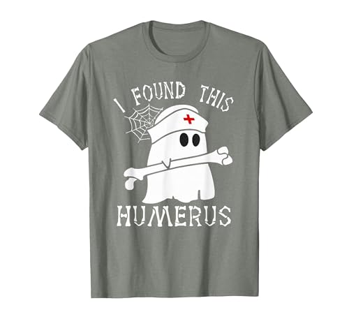 I Found This Humerus Funny Ghost Nurse Halloween T-Shirt - size chart
