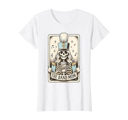 Marching Band Mom Tarot Card Skeleton Halloween Marching Band Mom Tarot Card Skeleton Mom Musical Instrument T-Shirt - size