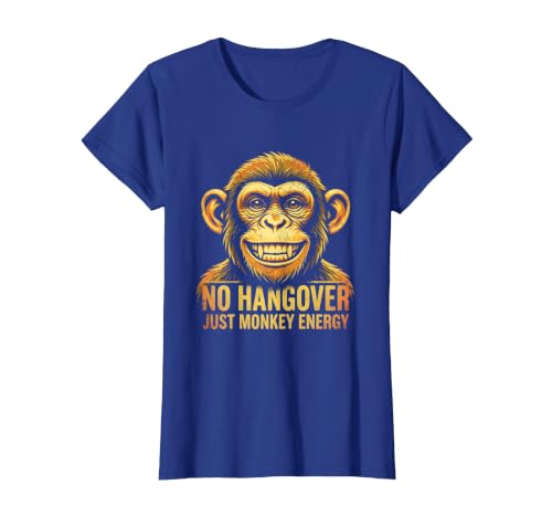 Mademark No Hangover Just Monkey Energy Sober Men T-Shirt - Women - size chart