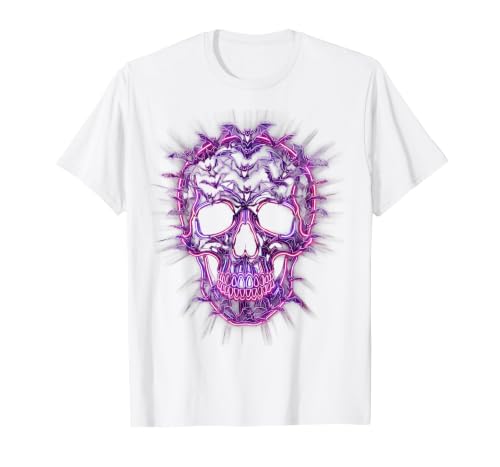 Mademark Halloween Bat Swarm Skull Graphic T-Shirt - size chart