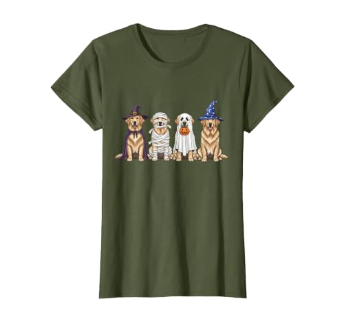 Spooky Golden Retriever Dogs Mummy Halloween Tee Golden Retriever Dog Witch Mummy Ghost Boo Costume Halloween T-Shirt - size