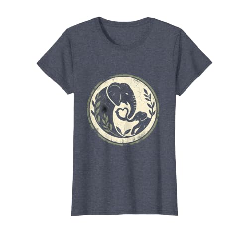 Mademark Elephant Mom and Baby Trunk Touch Illustration T-Shirt - Women - size chart