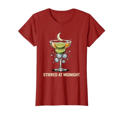 Mademark Stirred At Midnight Witch Halloween Cocktail Margarita Lover T-Shirt - size chart