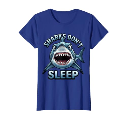 Mademark Sharks Don't Sleep Ocean Predator Design T-Shirt - size chart