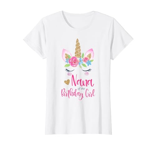 Unicorn Birthday Girl Family Shirts Unicorn Nana of The Birthday Girl Shirt Matching Party Tee T-Shirt - size chart