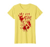 InGENIUS Halloween Shirts & Gifts I'm Fine Bloody Hand Blood Stained Splatter Funny Halloween T-Shirt - size chart