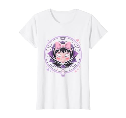 Mademark Women's Cute Vampire Girl Halloween Graphic Design T-Shirt - size chart