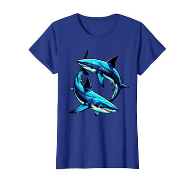 Dual Sharks Aerial View Circling Ocean Predators T-Shirt