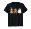 Funny Retro Hedgehog Halloween Witch Spooky Ghost Hedgehog Lover Pumpkin Halloween T-Shirt - size chart