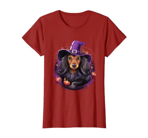 Dachshund Lovers Halloween Costume Cute Witch Funny Dachshund Halloween Costume Dog Lover T-Shirt - size chart