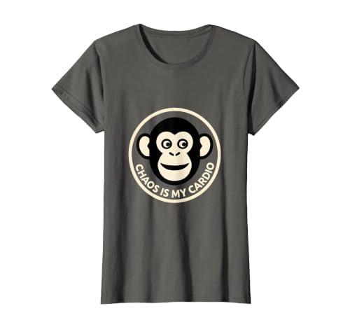 Mademark Chaos Is My Cardio Funny Monkey Design T-Shirt - Women - size chart