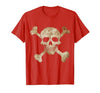 Halloween Designs. Pirate Flag Skull and Crossbones Skeleton Graphic Halloween T-Shirt - size chart
