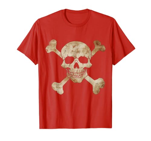 Halloween Designs. Pirate Flag Skull and Crossbones Skeleton Graphic Halloween T-Shirt - size chart