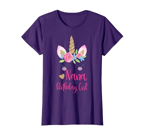 Unicorn Birthday Girl Family Shirts Unicorn Nana of The Birthday Girl Shirt Matching Party Tee T-Shirt - size chart