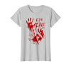 InGENIUS Halloween Shirts & Gifts I'm Fine Bloody Hand Blood Stained Splatter Funny Halloween T-Shirt - size chart