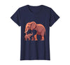 Mademark Elephant Mother and Calf Touching Trunks Design T-Shirt - Women - size chart
