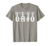 Funny O-H-I-O State Skeleton Halloween Funny O-H-I-O State Skeleton Ohio Halloween Vintage Vibe Fun T-Shirt - size chart