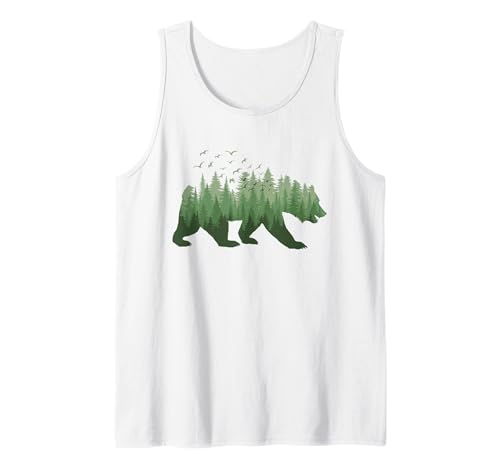 Outdoor Nature Forest Animal Gifts Nature Forest Wildlife Trees Wild Animal Bear Tank Top - size chart