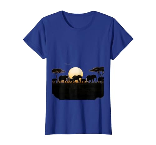 Mademark Elephant Herd Crossing Dusty Savanna Plains T-Shirt - Women - size chart