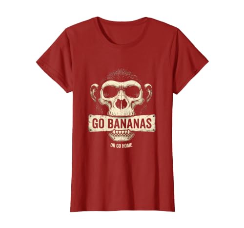 Mademark Go Bananas or Go Home Funny Monkey Design T-Shirt - Women - size chart