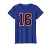 Maroon Number 16 Jersey Player Uniform #16 Gifts Maroon and White Number 16 Jersey Player Uniform #16 Fan T-Shirt - size