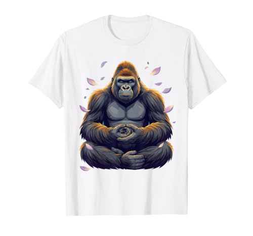 Mademark Meditating Gorilla Zen Monkey Graphic Design T-Shirt - Men - size chart