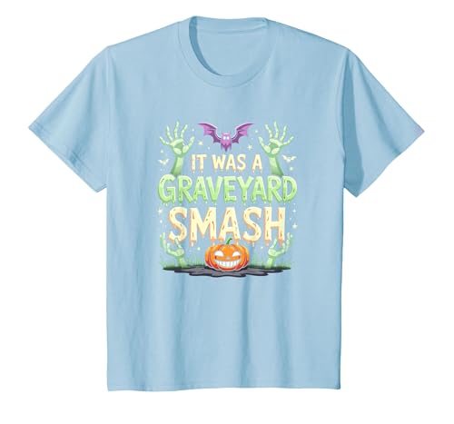 Mademark Monster Mash Graveyard Smash Halloween Party Fun T-Shirt - size chart