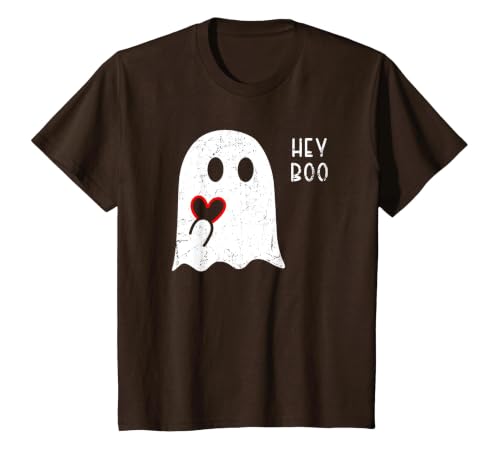 Halloween Ghosts & Stuff Clothing Hey Boo Ghost Heart Hand Sign Cute Halloween Spooky Season T-Shirt - size chart