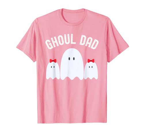 Ghoul Dad, Halloween Daddy Ghost Father of Two Ghost Girls T-Shirt - size chart