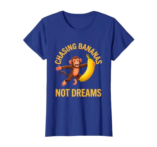 Mademark Chasing Bananas Not Dreams Funny Monkey Design T-Shirt - Women - size chart