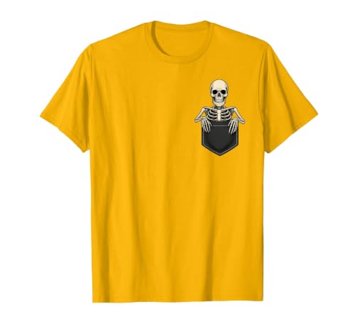Funny Pocket Skeleton Halloween T Shirt For Men Funny Skeleton in The Pocket Halloween Kids Teens Adults T-Shirt - size chart