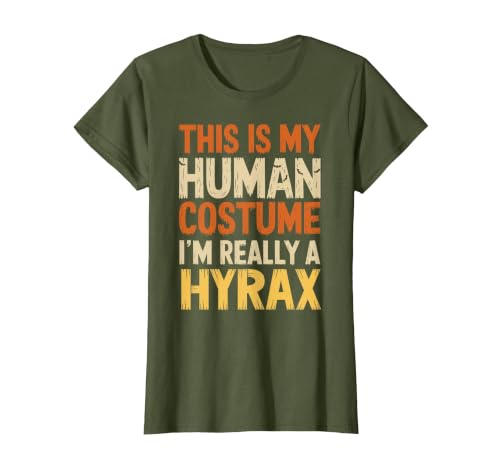 Hyrax Halloween Design This is My Human Costume I'm Really A Hyrax Halloween T-Shirt - size chart