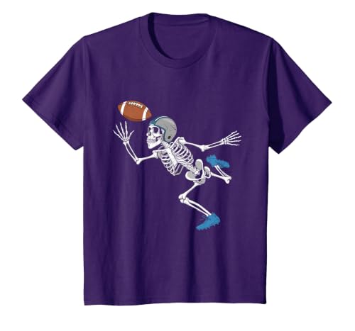 Halloween Shirts Women Men Kids Football Skeleton Halloween Player Catcher Mens Boys Kids T-Shirt - size chart