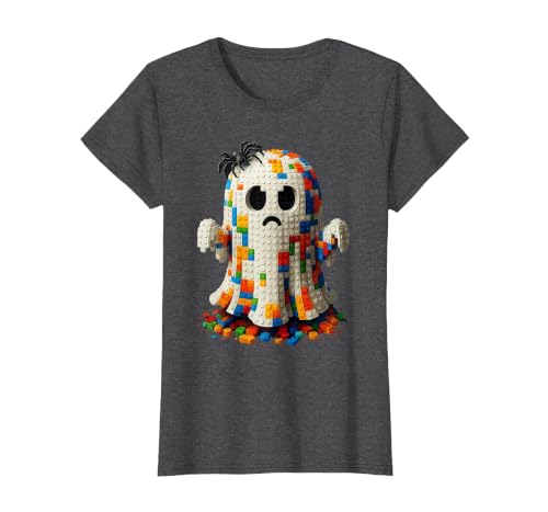 Block Building Halloween Ghost Brick or Treat Boys Halloween Master Builder Ghost Kids Building Blocks Bricks T-Shirt - size