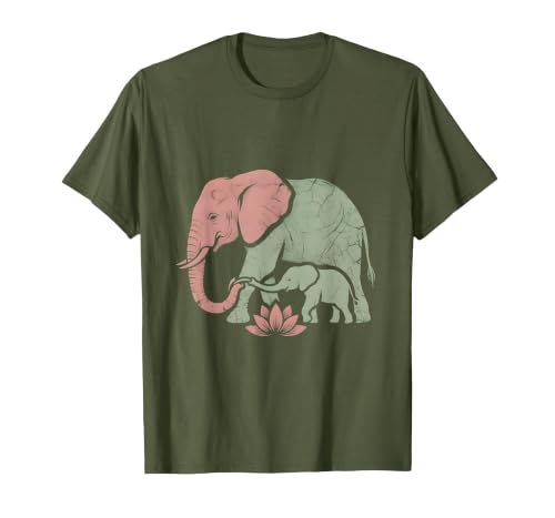 Mademark Mama Elephant Guiding Calf Through Water T-Shirt - Men - size chart