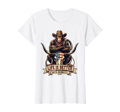 Mademark Life Is Better With Monkeys Fun Primate Design T-Shirt - Women - size chart